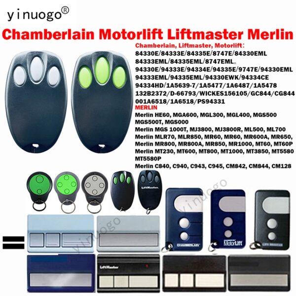 Chamberlain Motorlift LiftMaster Merlin Chamberlain LiftMaster Merlin Télécommande compatible